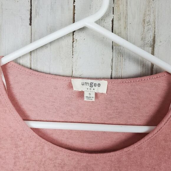 Umgee Color Block Lace Back Bell Sleeve Top Pink Orange Size Small - Picture 3 of 12